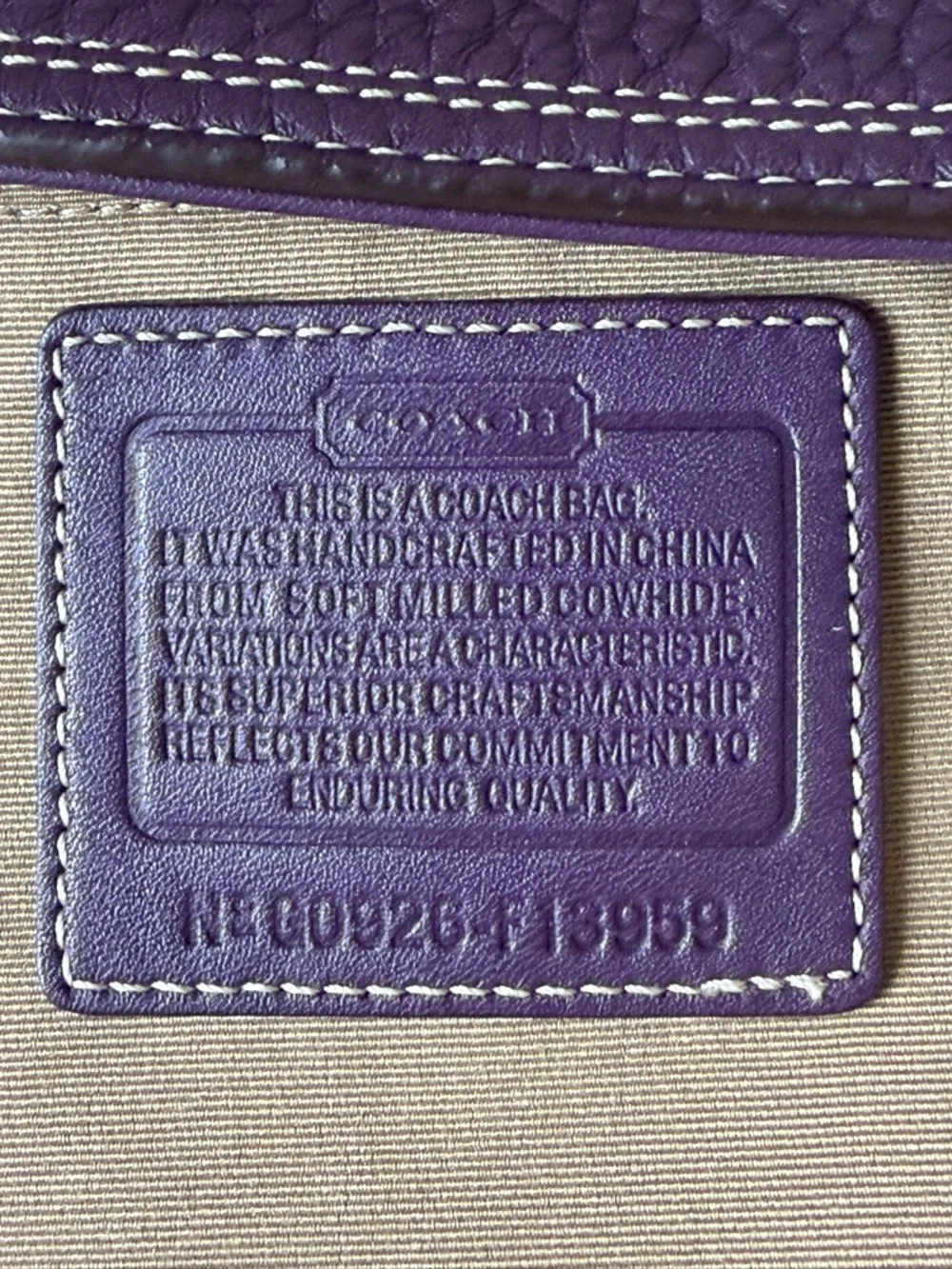 Coach Purple Hampton Y2k Pebbled Leather Tote Bag - Picture 2 of 14